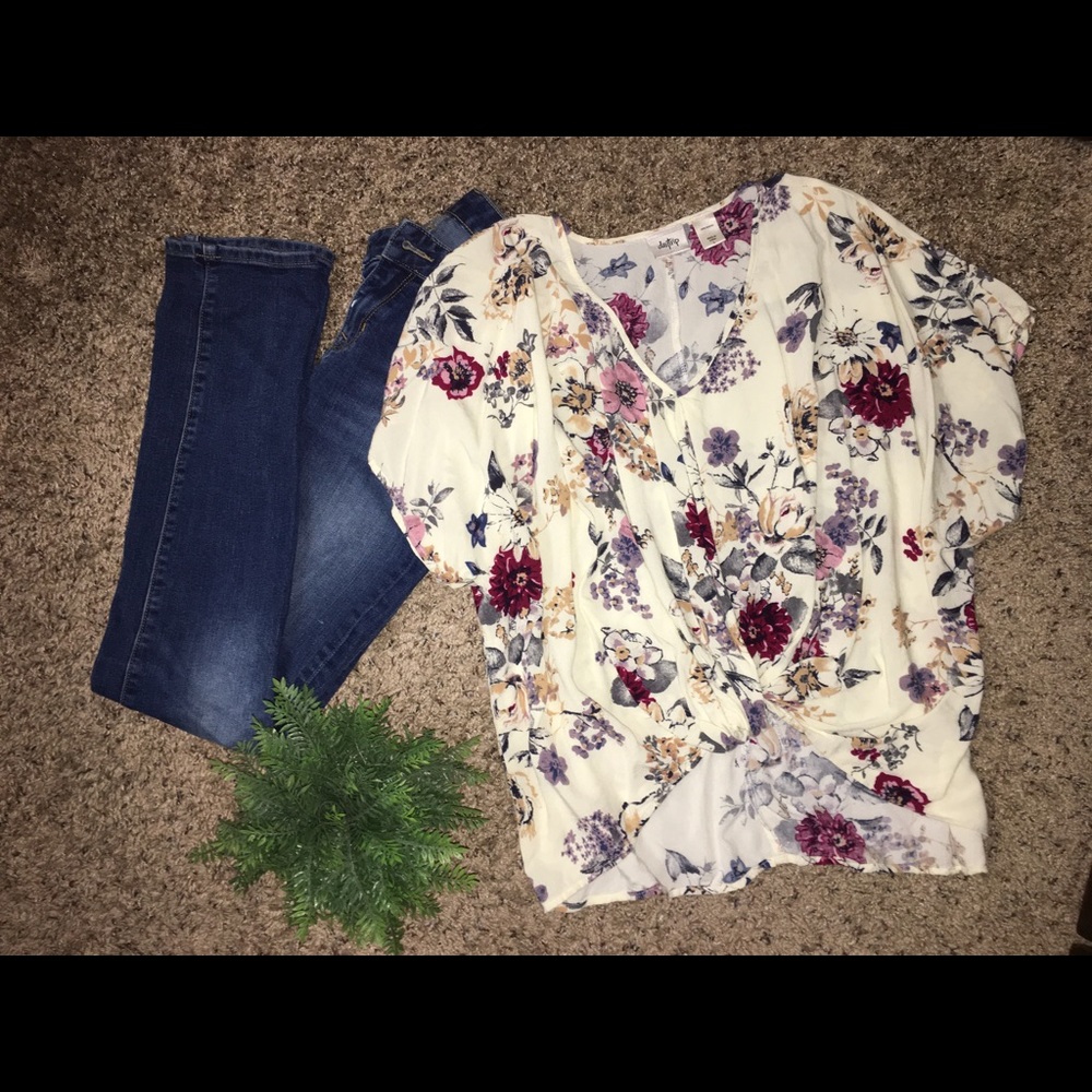 High low floral shirt